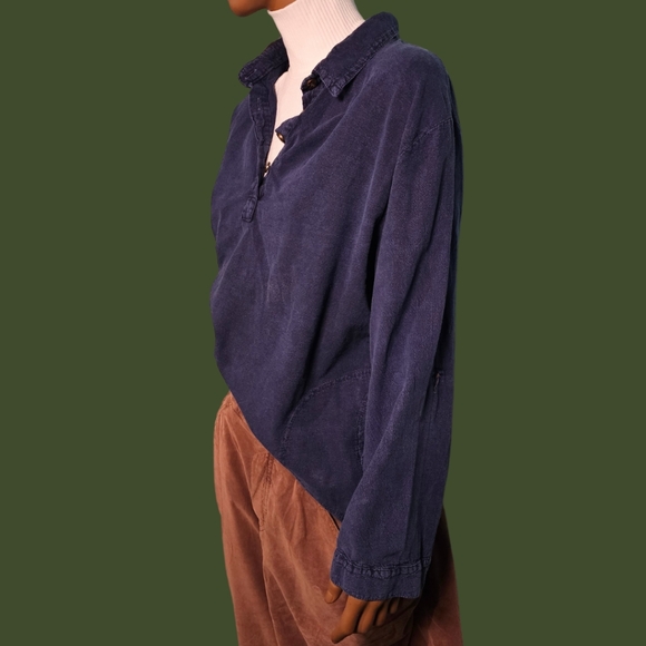 Amazing Quality Giocam long sleeve half buttoned shirt navy blue color - Picture 2 of 4